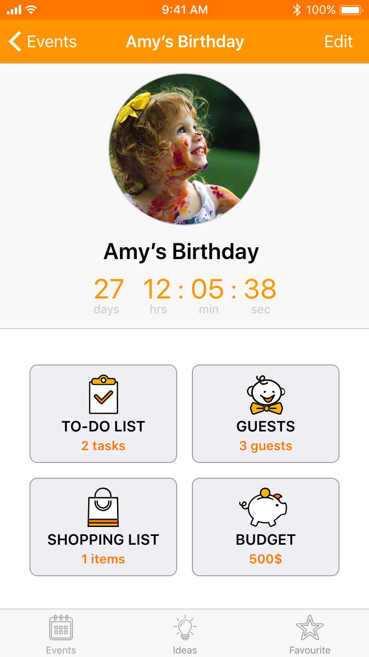Amy's birthday page on a phone screen with the Hooray App branding.