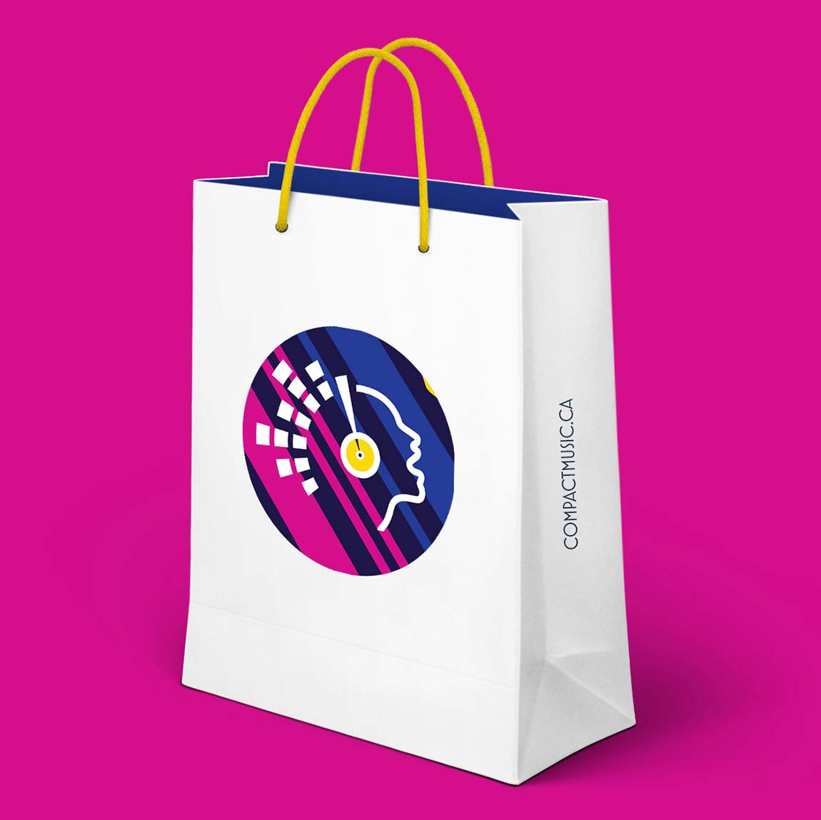An image of a bag branded with new Compact Music brand
